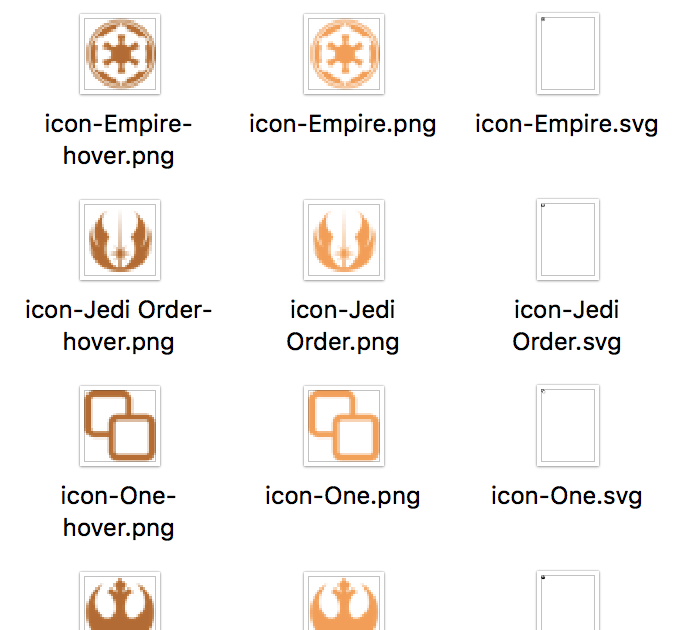 Exported icons
